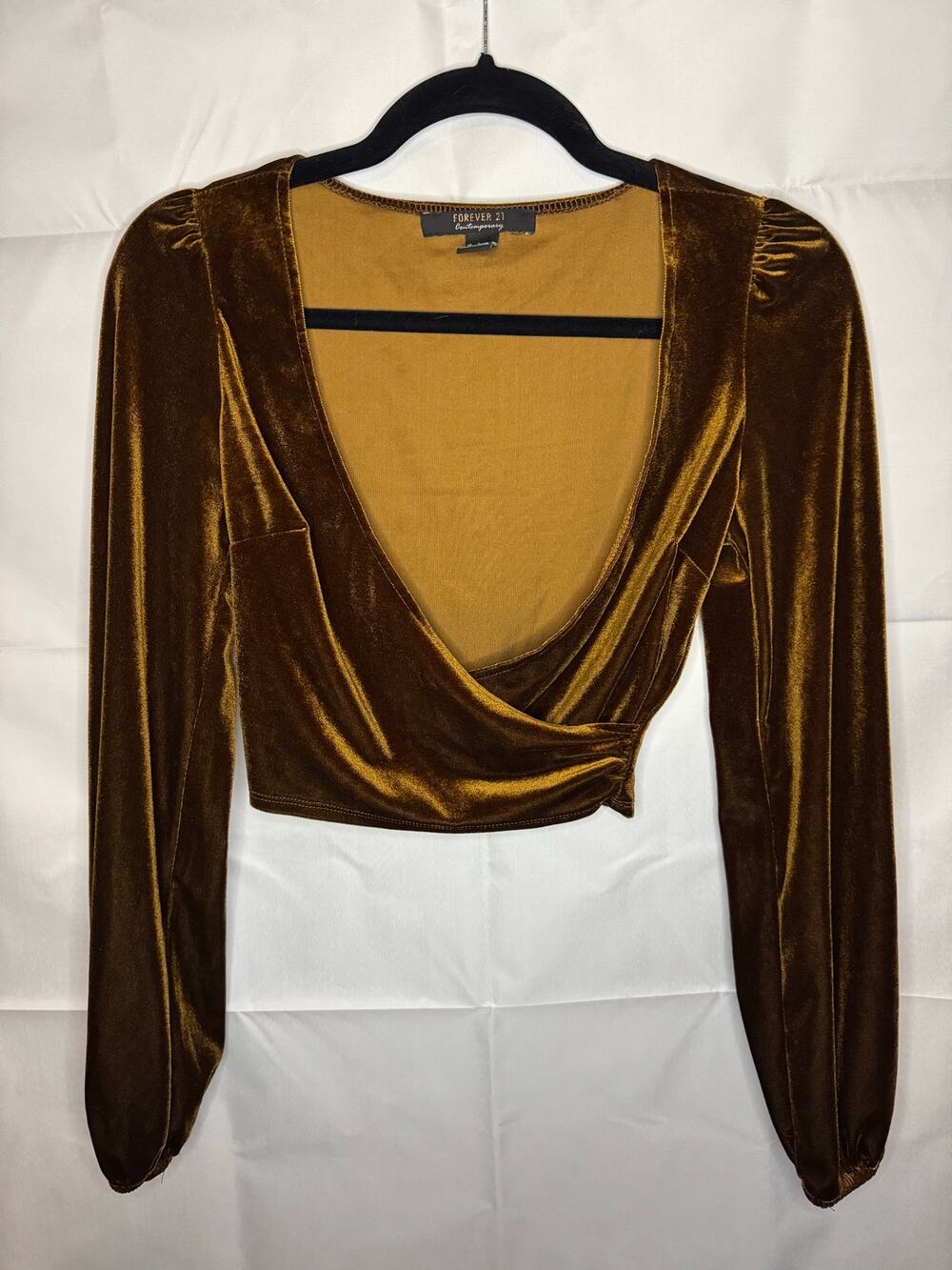 Cropped Brown Velvet Western or Whimsigoth XS-S Women’s Top Forever 21